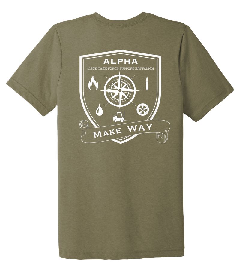 Alpha Company 1163D TF SPT BN Unisex Triblend Short Sleeve Tee with Left Sleeve Print