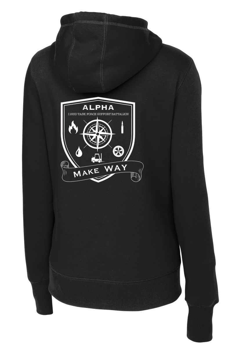 Alpha Company 1163D TF SPT BN Ladies Poly/Cotton Blend Hoodie with Left Sleeve Print