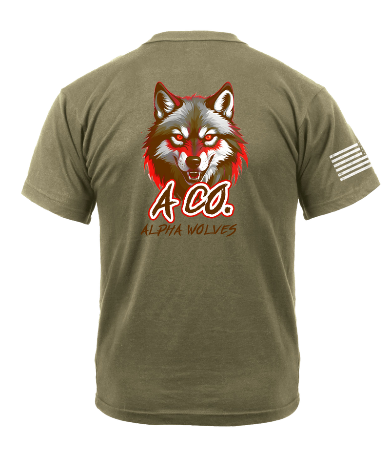 Alpha Company MRB AR 670-1 Coyote Brown T-Shirt with Right Sleeve Flag