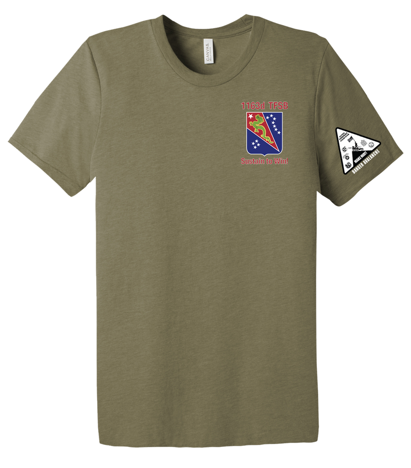 Alpha Company 1163D TF SPT BN Unisex Triblend Short Sleeve Tee with Left Sleeve Print