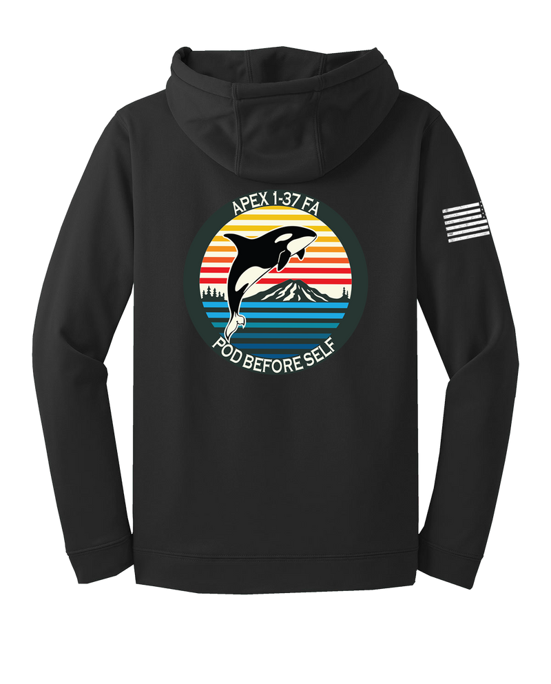 A Battery 1-37 FA Fleece Hooded Pullover with Two Sleeve Print