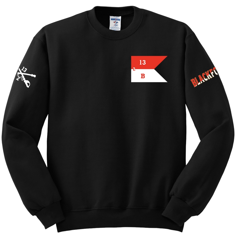 B Troop 2-13 CAV Blend Crewneck Sweatshirt with Two Sleeve Print