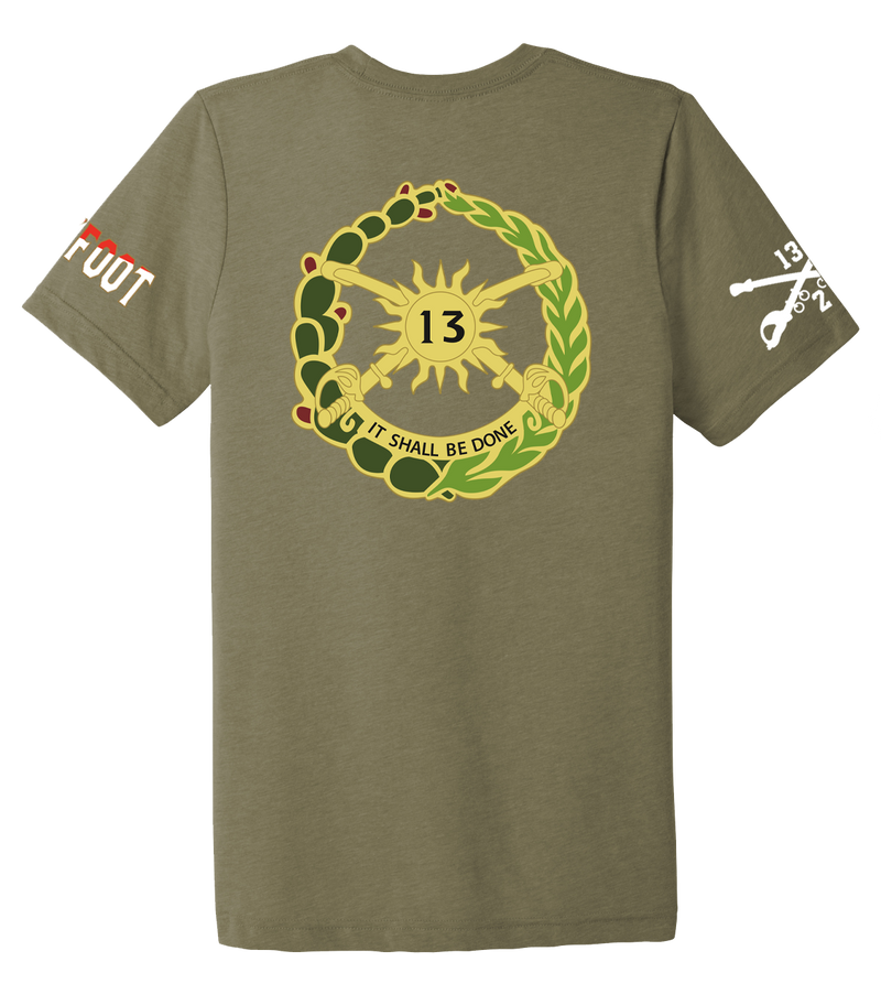 B Troop 2-13 CAV Unisex Triblend Short Sleeve Tee with Two Sleeve Print