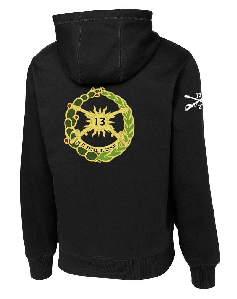 B Troop 2-13 CAV Poly/Cotton Blend Hoodie with Two Sleeve Print