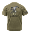 Bravo Company 4-23 Infantry "BLACKSHEEP PLATOON" AR 670-1 Coyote Brown T-Shirt with Black Lettering & Black Right Sleeve Flag