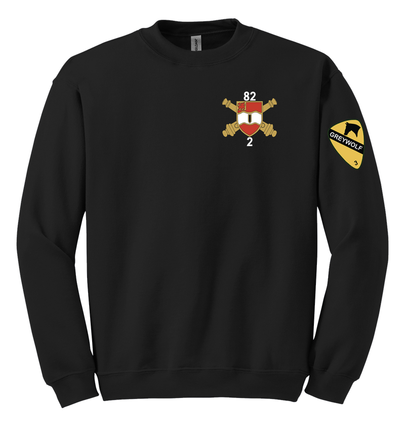 Bravo Battery 2-82 FA Blend Crewneck Sweatshirt with Greywolf on the Left Sleeve