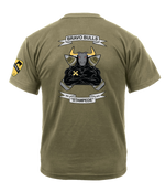 Bravo Battery 2-82 FA AR 670-1 Coyote Brown T-Shirt with Greywolf on Left Sleeve