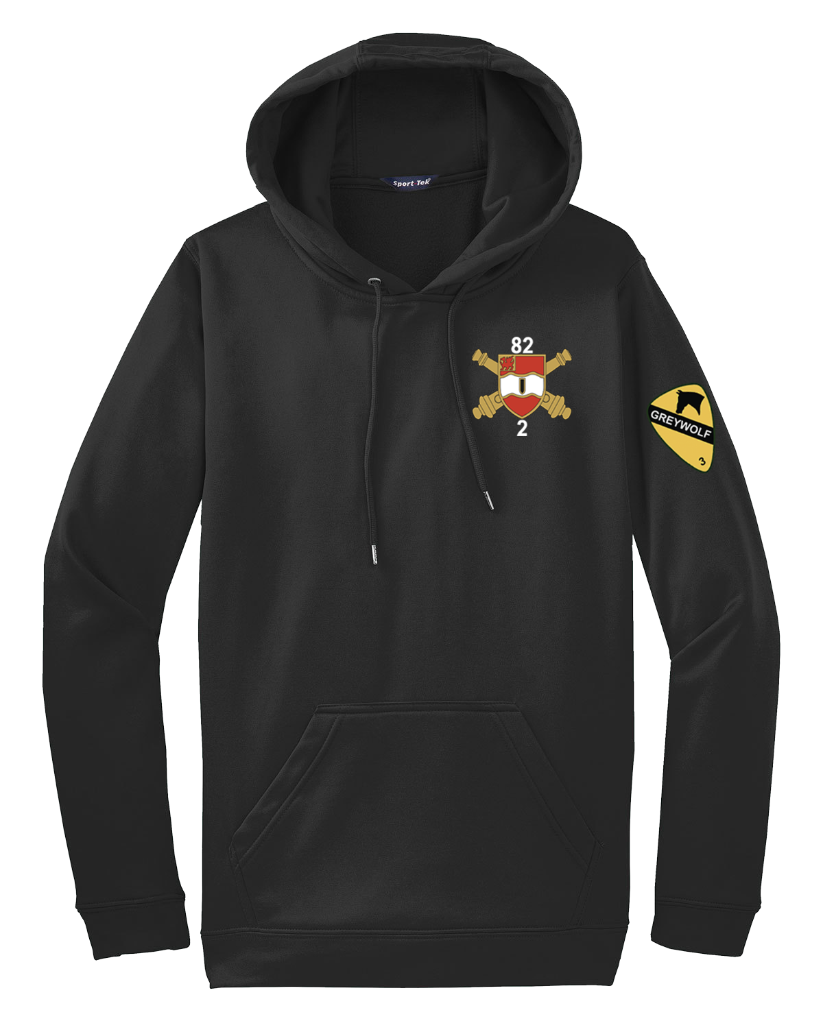 Bravo Battery 2-82 FA Fleece Hooded Pullover with Greywolf on the Left Sleeve