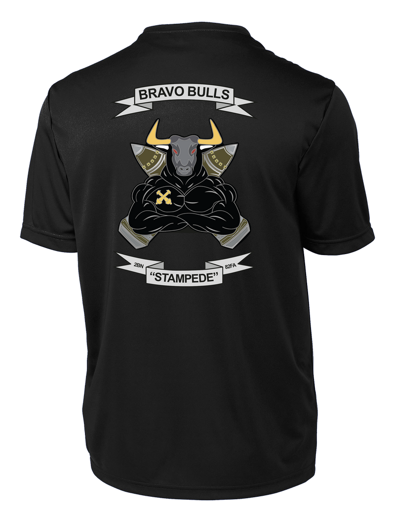 Bravo Battery 2-82 FA Competitor Tee with Greywolf on Left Sleeve