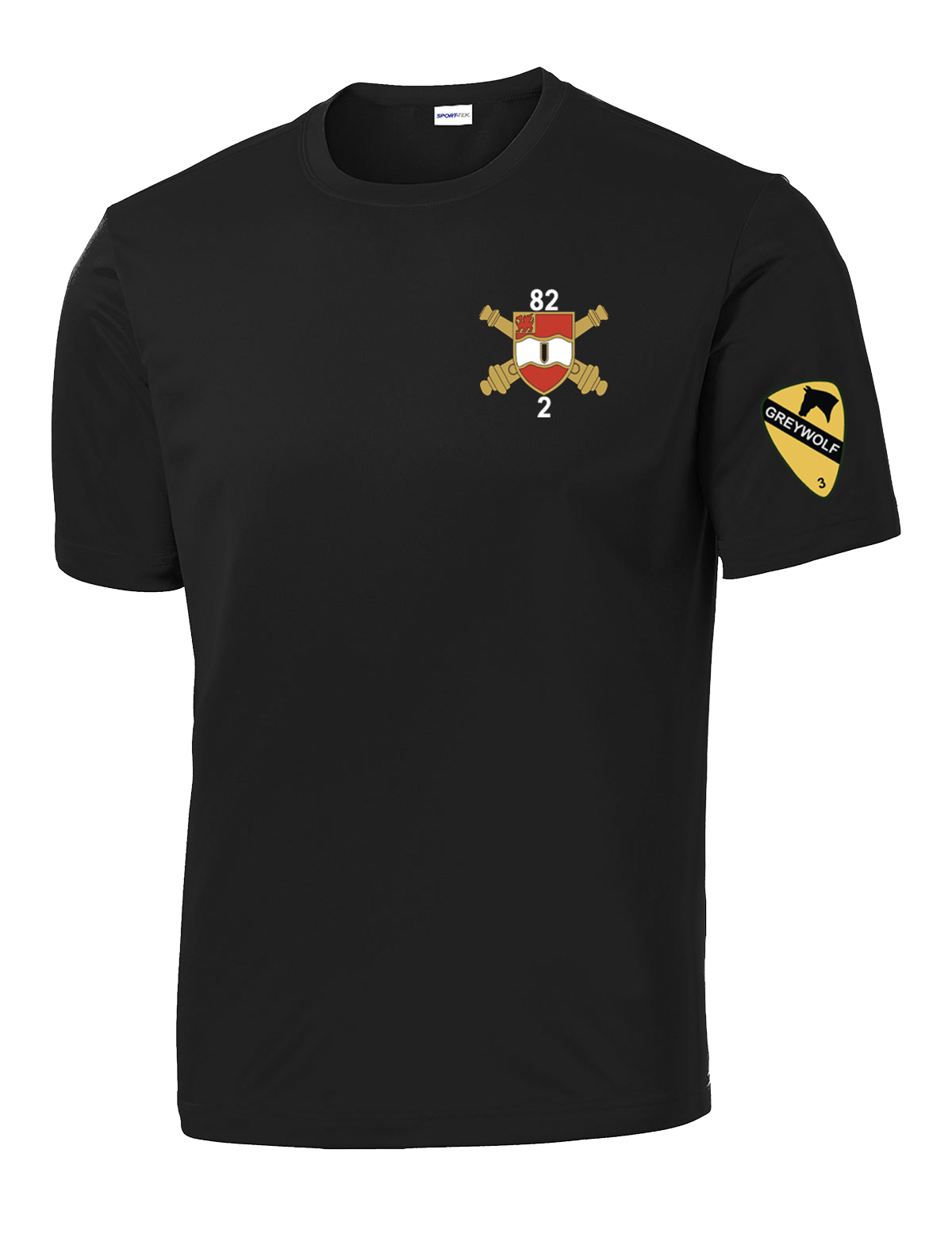 Bravo Battery 2-82 FA Competitor Tee with Greywolf on Left Sleeve