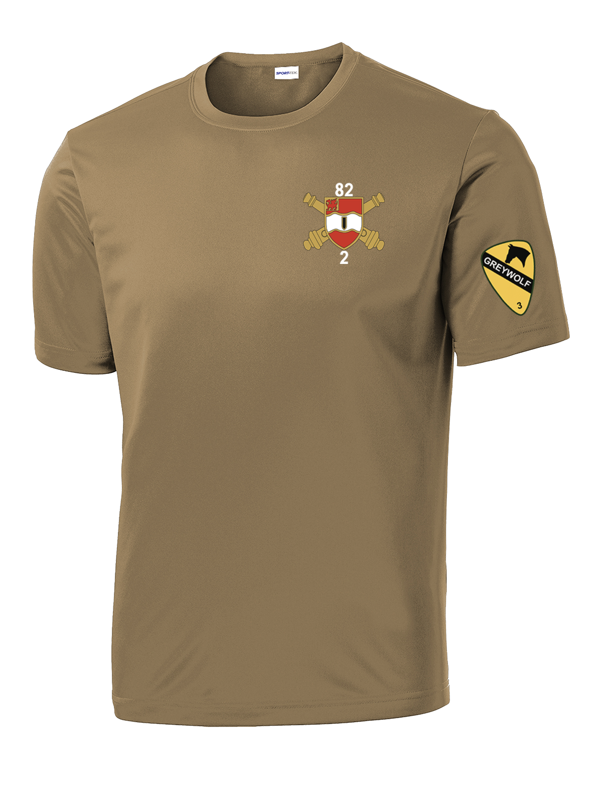 Bravo Battery 2-82 FA Competitor Tee with Greywolf on Left Sleeve