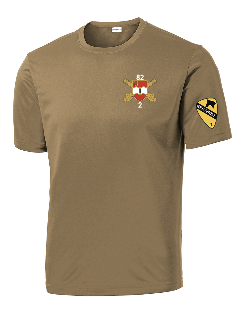 Bravo Battery 2-82 FA Competitor Tee with Greywolf on Left Sleeve