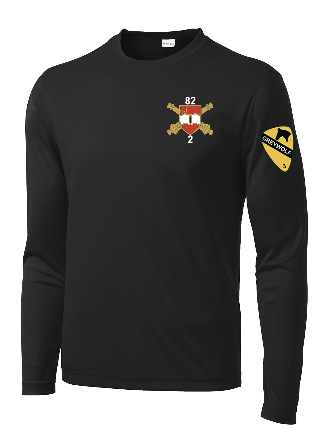 Bravo Battery 2-82 FA Long Sleeve Competitor Tee with Greywolf on the Left Sleeve