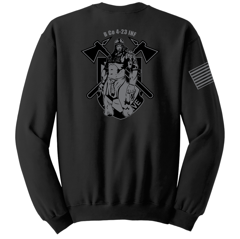 Bravo Company 4-23 Infantry Blend Crewneck Sweatshirt with Right Sleeve Flag