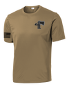 Bravo Company 4-23 Infantry Competitor Tee with Right Sleeve Flag *CB LC, Back Lettering & Flag are Black