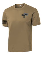 Bravo Company 4-23 Infantry Competitor Tee with Right Sleeve Flag *CB LC, Back Lettering & Flag are Black