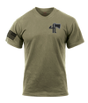 Bravo Company 4-23 Infantry AR 670-1 Coyote Brown T-Shirt with Black Lettering & Black Right Sleeve Flag