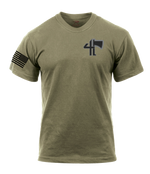 Bravo Company 4-23 Infantry AR 670-1 Coyote Brown T-Shirt with Black Lettering & Black Right Sleeve Flag