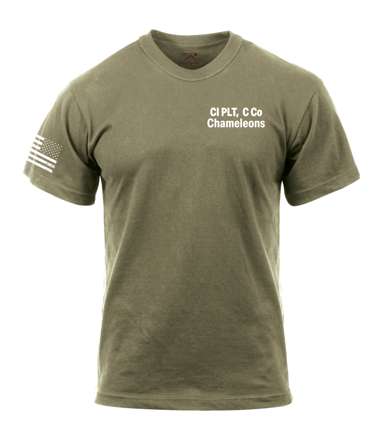 CI PLT C Co 502d IEW BN AR 670-1 Coyote Brown T-Shirt with Flag on Right Sleeve