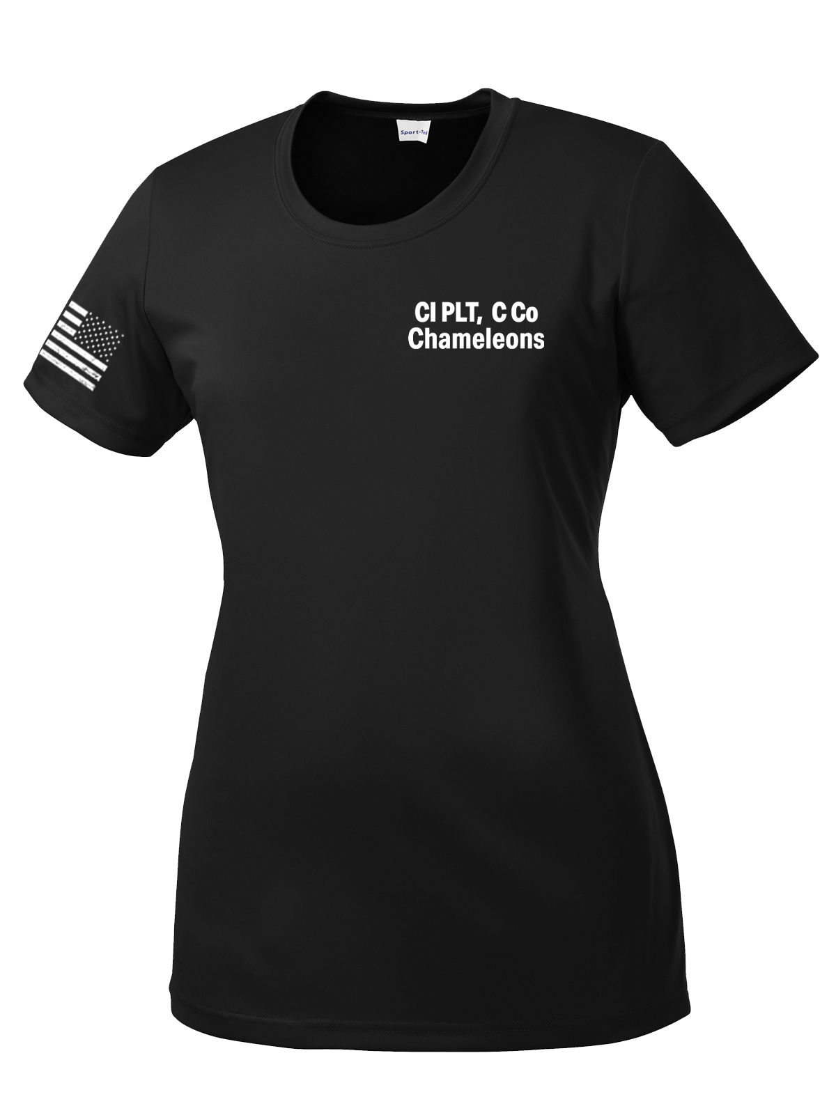 CI PLT C Co 502d IEW BN Ladies Competitor Tee with Flag on the Right Sleeve