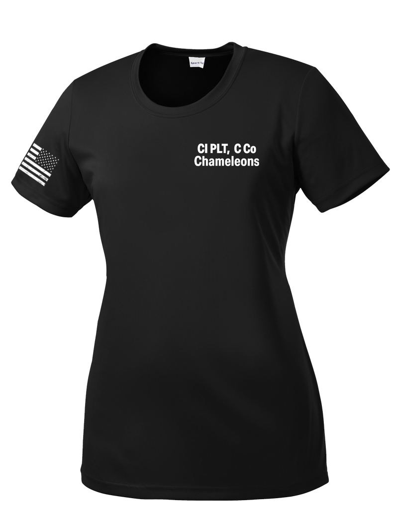 CI PLT C Co 502d IEW BN Ladies Competitor Tee with Flag on the Right Sleeve