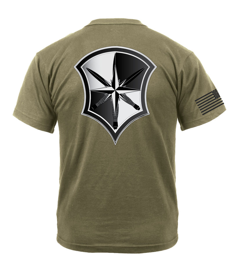 Capabilities Protection Detachment AR 670-1 Coyote Brown T-Shirt with a Right Sleeve Flag