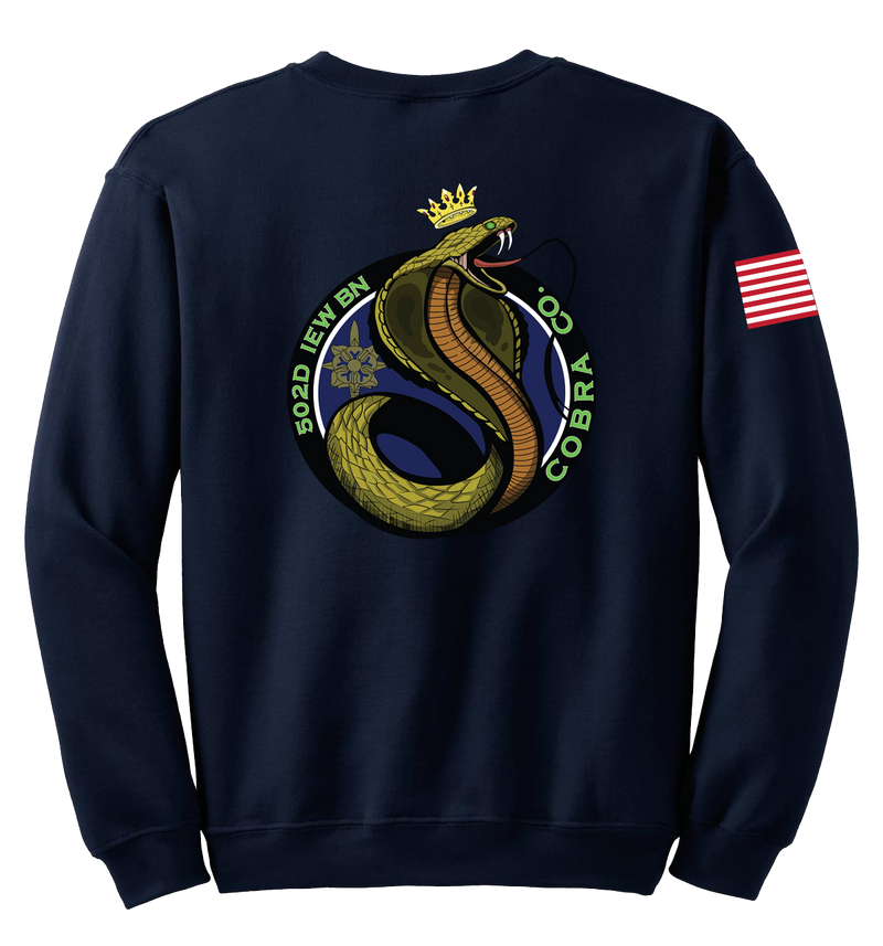 Cobra Company 502D IEW BN Blend Crewneck Sweatshirt with RWB Right Sleeve Flag