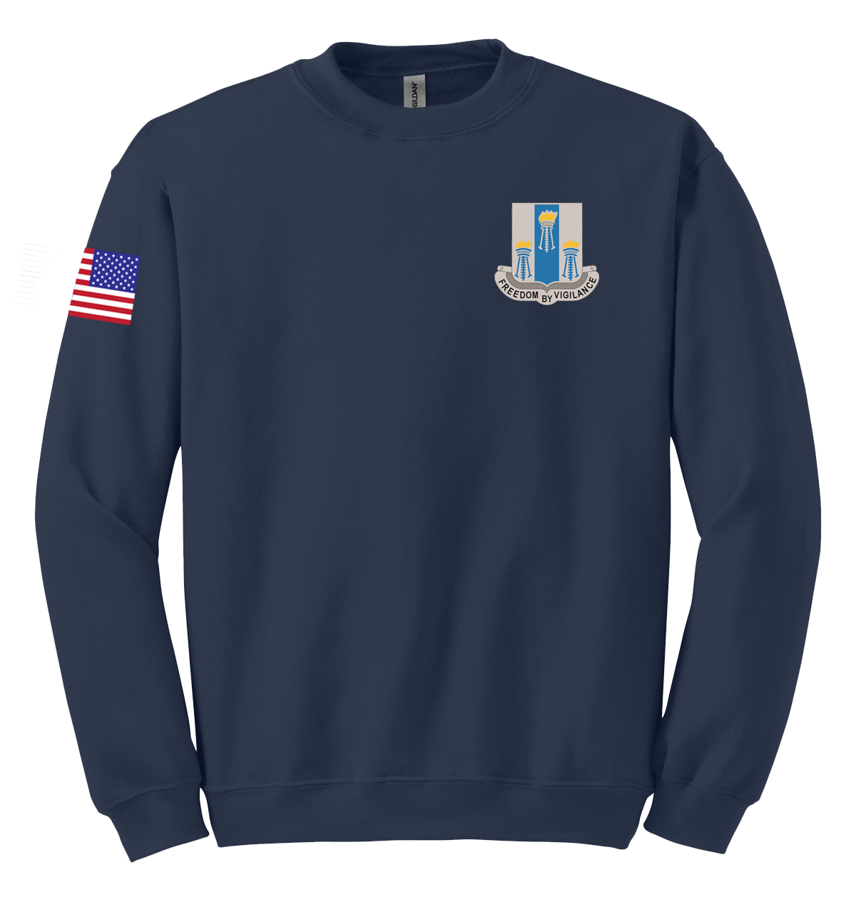 Cobra Company 502D IEW BN Blend Crewneck Sweatshirt with RWB Right Sleeve Flag