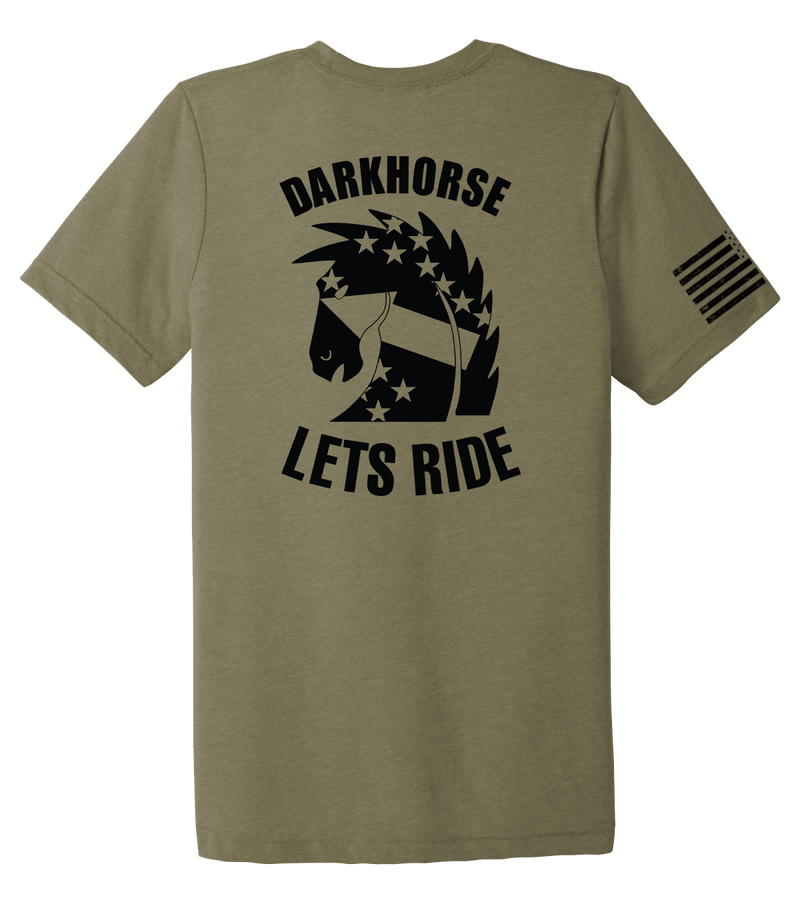 Darkhorse 1-51 ADA Unisex Triblend Short Sleeve Tee with Distressed Black Flag on Right Sleeve