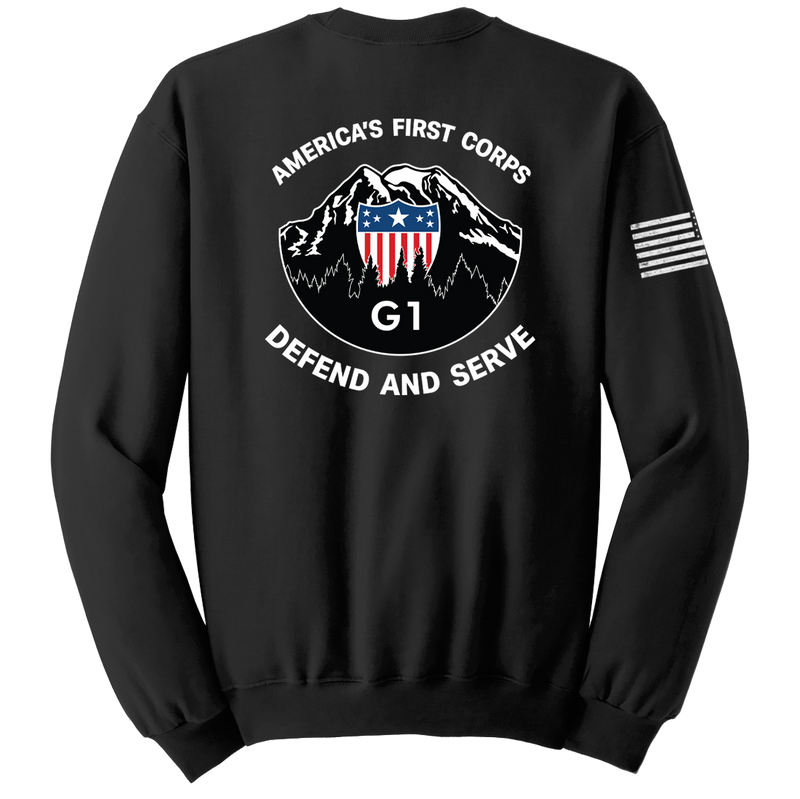 G1 I CORPS Blend Crewneck Sweatshirt with Solid White Flag