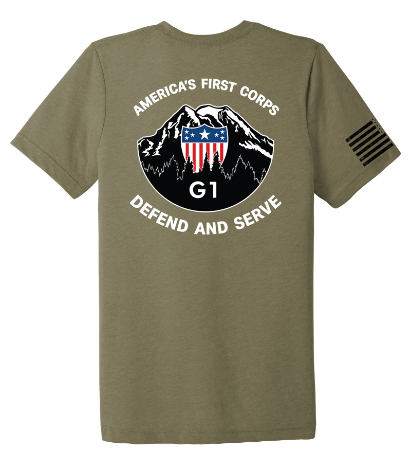 G1 I CORPS Unisex Triblend Short Sleeve Tee with Solid Black Flag