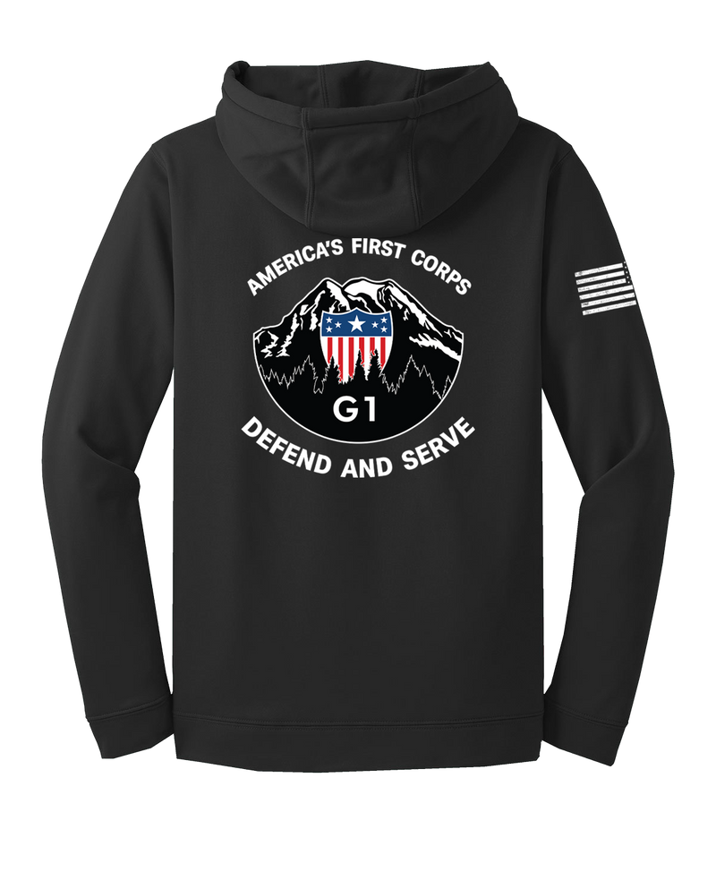 G1 I CORPS Fleece Hooded Pullover with Solid White Flag