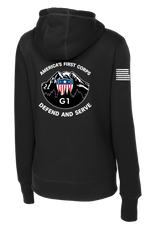 G1 I CORPS Ladies Poly/Cotton Blend Hoodie with Solid White Flag