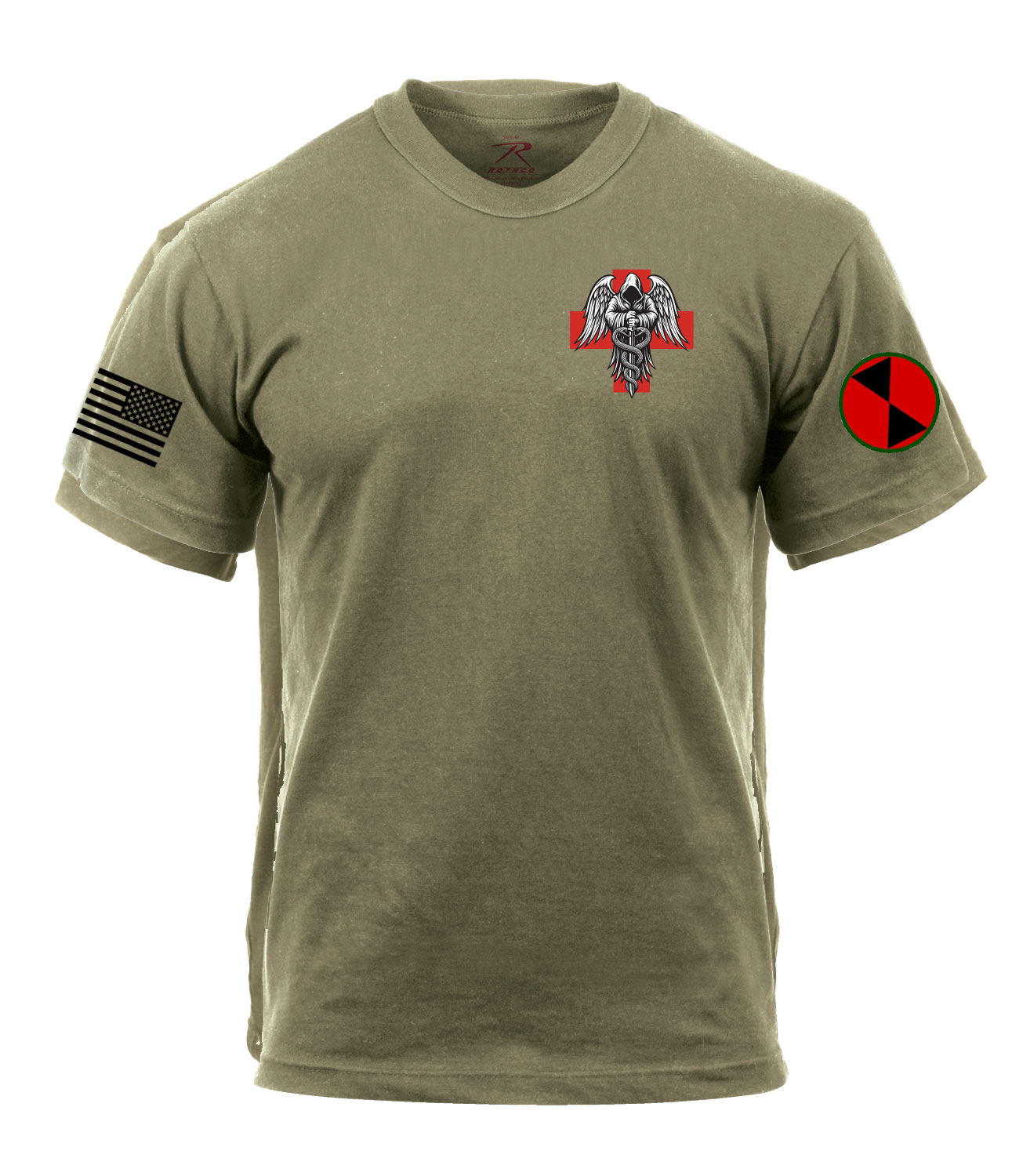 Charlie Med 2D BSB AR 670-1 Coyote Brown T-Shirt with Two Sleeve Print