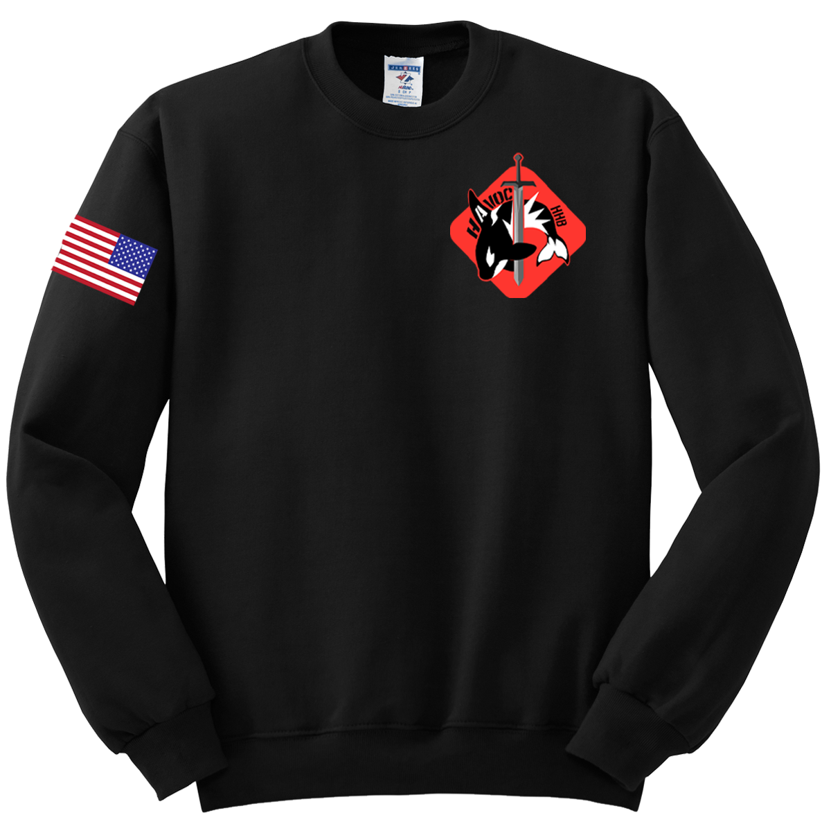 HHB 1-51 ADA Blend Crewneck Sweatshirt with RWB Flag on Right Sleeve