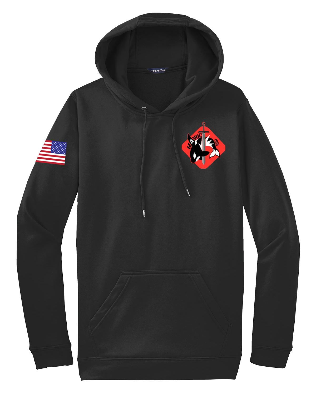 HHB 1-51 ADA Fleece Hooded Pullover with RWB Flag on Right Sleeve