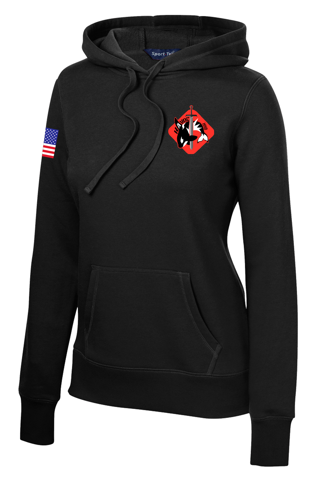 HHB 1-51 ADA Ladies Poly/Cotton Blend Hoodie with RWB Flag on Right Sleeve