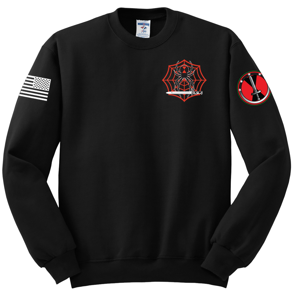 HHBN 7th MDC-P Blend Crewneck Sweatshirt with two-sleeve print *High Sleeve Print* Solid Flag