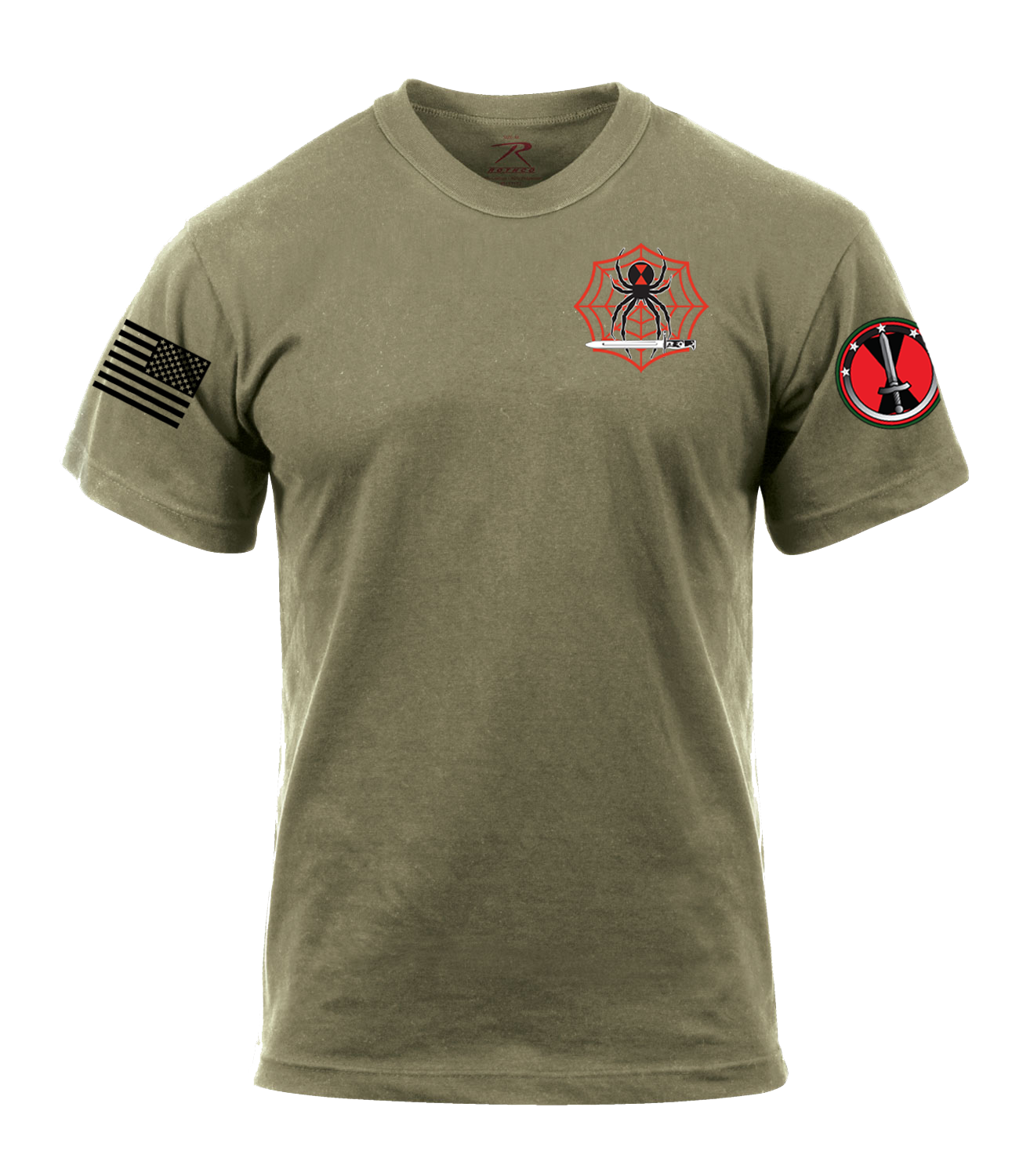 HHBN 7th MDC-P AR 670-1 Coyote Brown T-Shirt with two-sleeve print *High Sleeve Print* Solid Flag