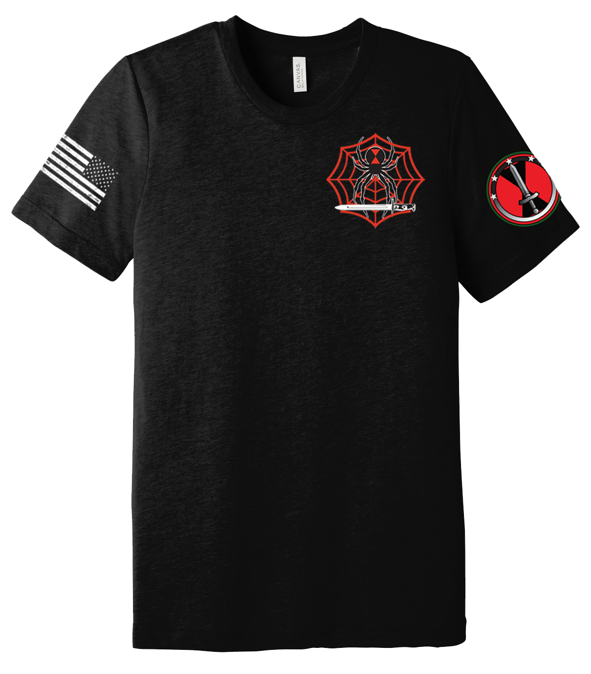 HHBN 7th MDC-P Unisex Triblend Short Sleeve Tee with two-sleeve print *High Sleeve Print* Solid Flag