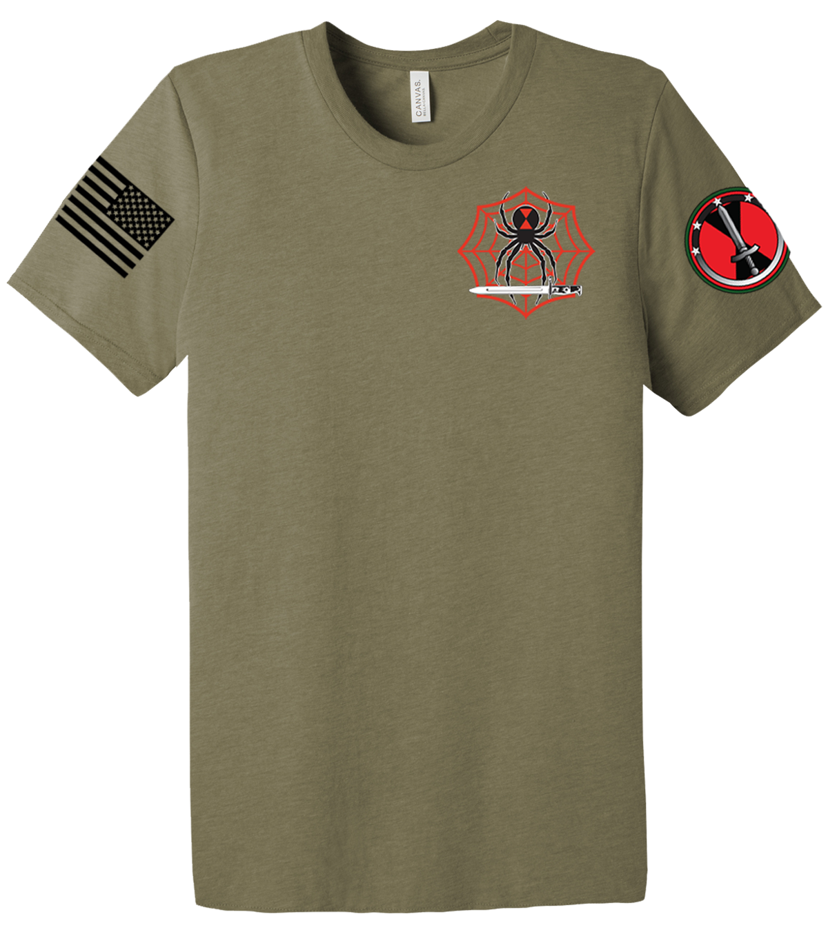 HHBN 7th MDC-P Unisex Triblend Short Sleeve Tee with two-sleeve print *High Sleeve Print* Solid Flag