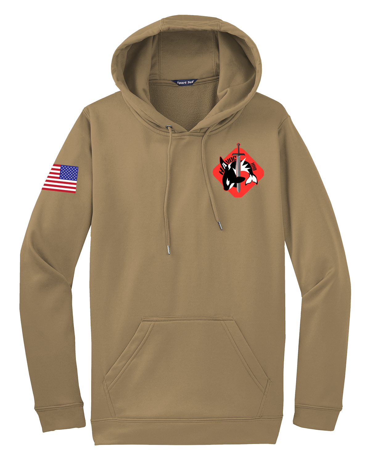 HHB 1-51 ADA Fleece Hooded Pullover with RWB Flag on Right Sleeve