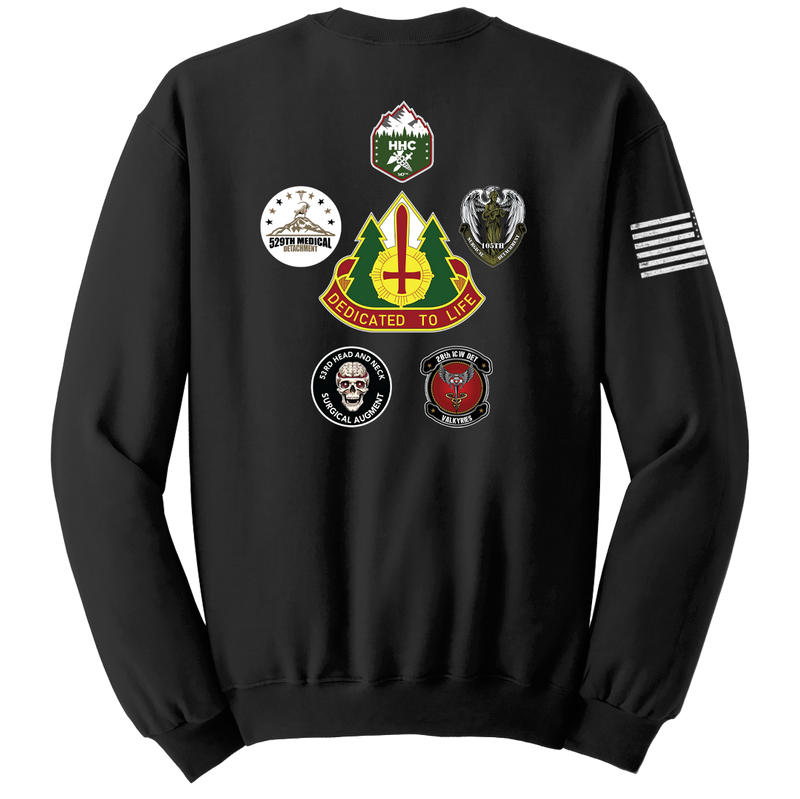 147th Field Hospital Blend Crewneck Sweatshirt with Flag on Right Sleeve