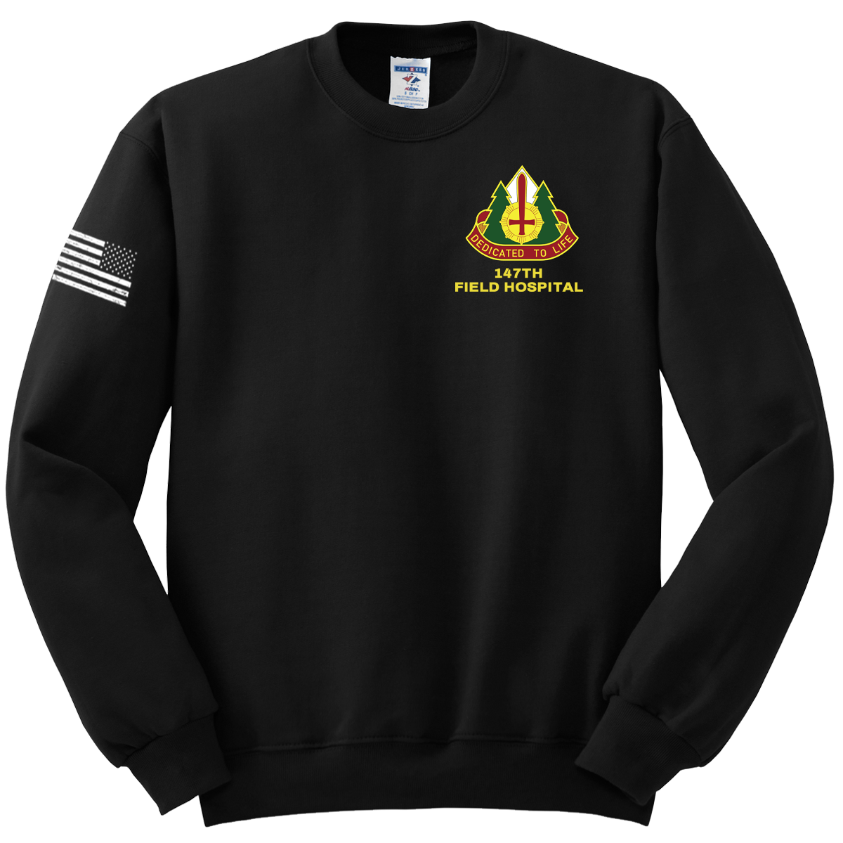 147th Field Hospital Blend Crewneck Sweatshirt with Flag on Right Sleeve