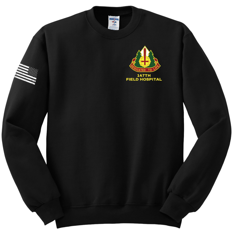 147th Field Hospital Blend Crewneck Sweatshirt with Flag on Right Sleeve