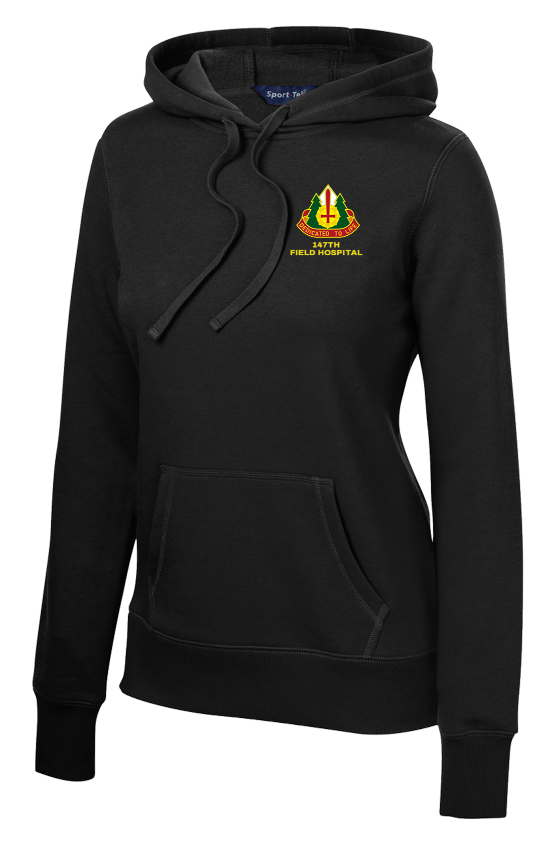 147th Field Hospital Ladies Poly/Cotton Blend Hoodie with Flag with Effects on Right Sleeve