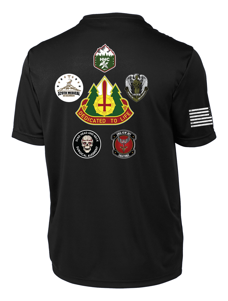 147th Field Hospital Competitor Tee with Flag with Effects on Right Sleeve