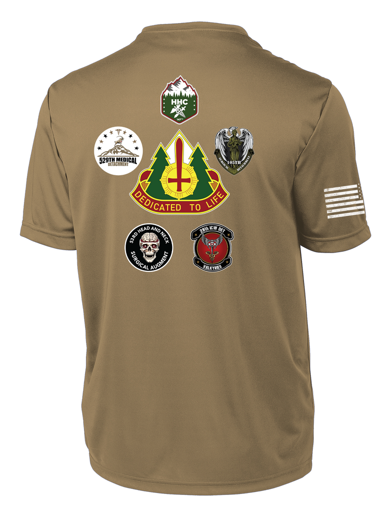 147th Field Hospital Competitor Tee with Flag with Effects on Right Sleeve