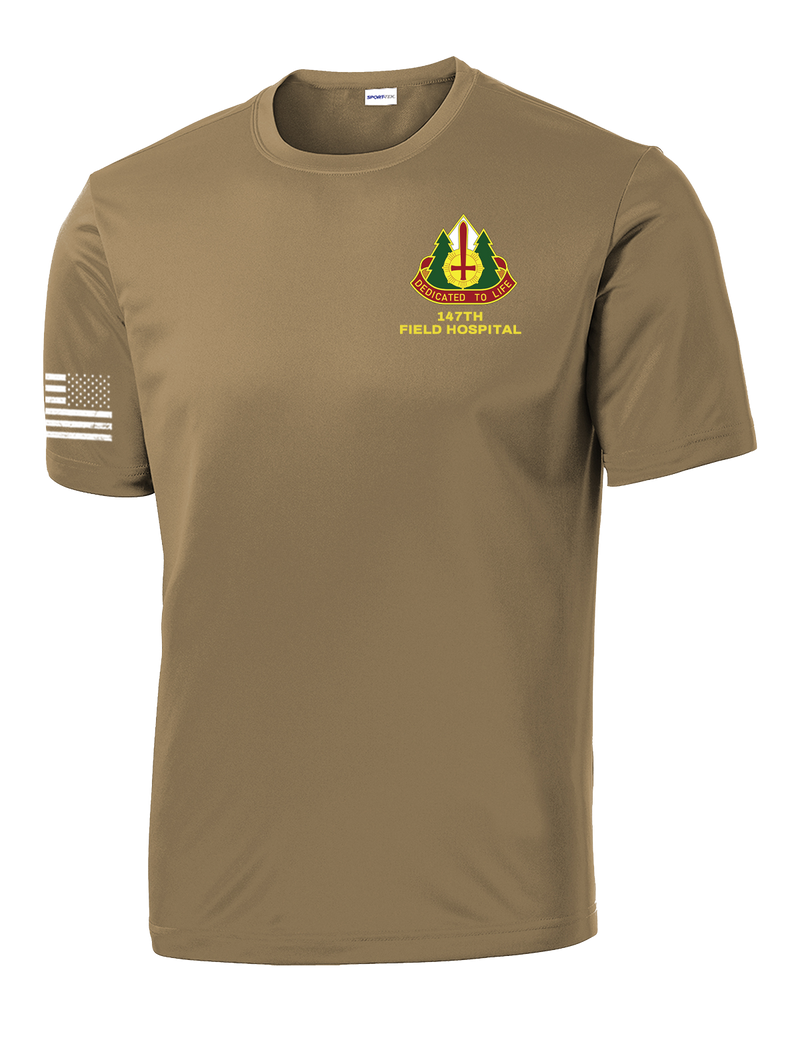 147th Field Hospital Competitor Tee with Flag with Effects on Right Sleeve