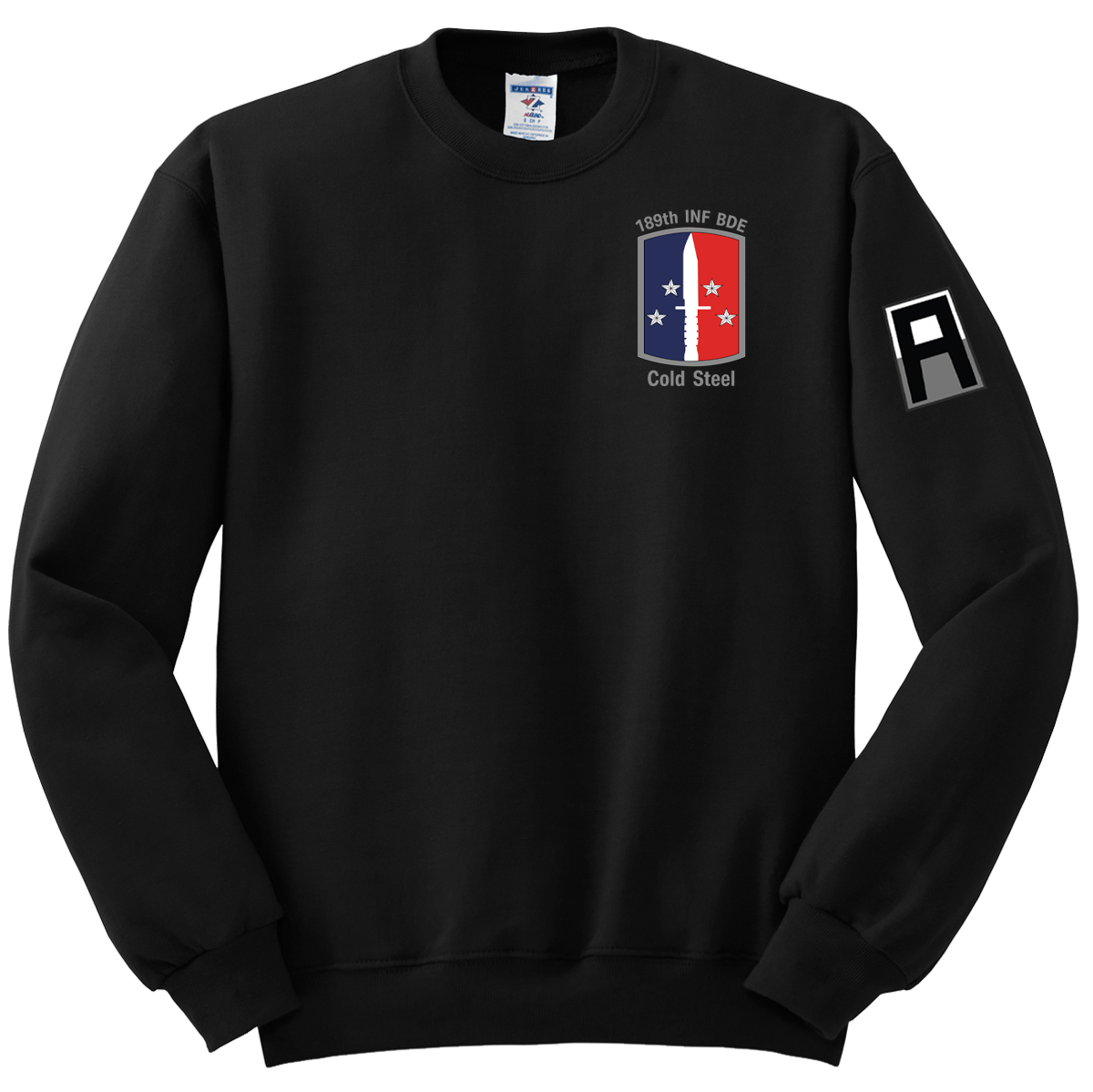 HHC 189th INF BDE Blend Crewneck Sweatshirt with Left Sleeve "A"